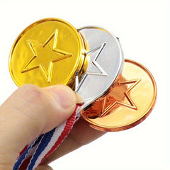 1pc Golden Plastic Medals With Ribbon Belt for Sports Party Awards