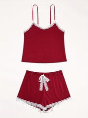 Lace Trim Pajama Set Cami Top & Shorts Women's Sleepwear