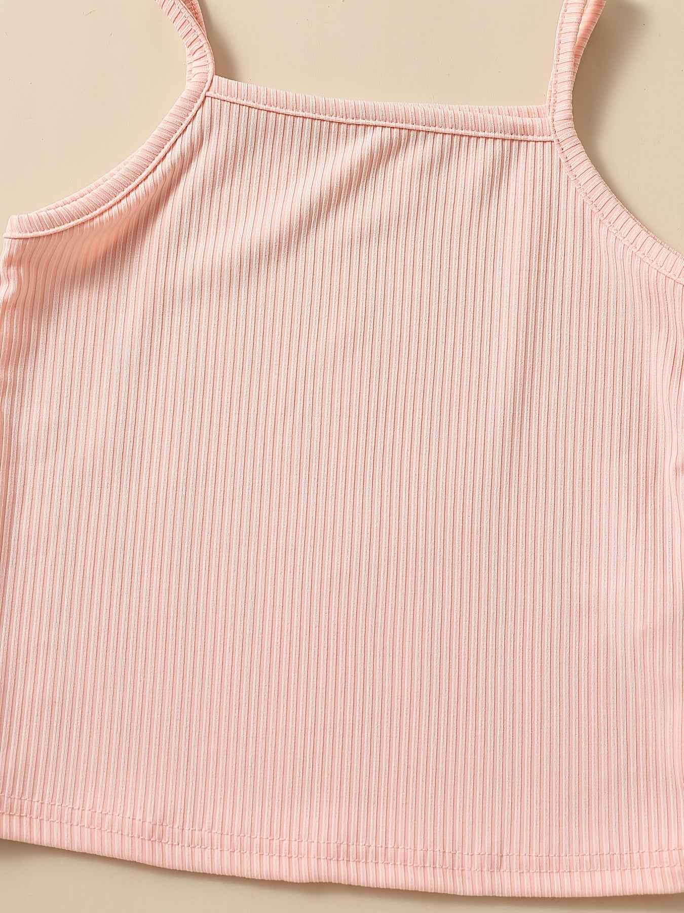 5pcs Toddler Girls Ribbed Knit Cami Top Kids Summer Clothes