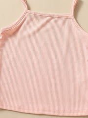 5pcs Toddler Girls Ribbed Knit Cami Top Kids Summer Clothes