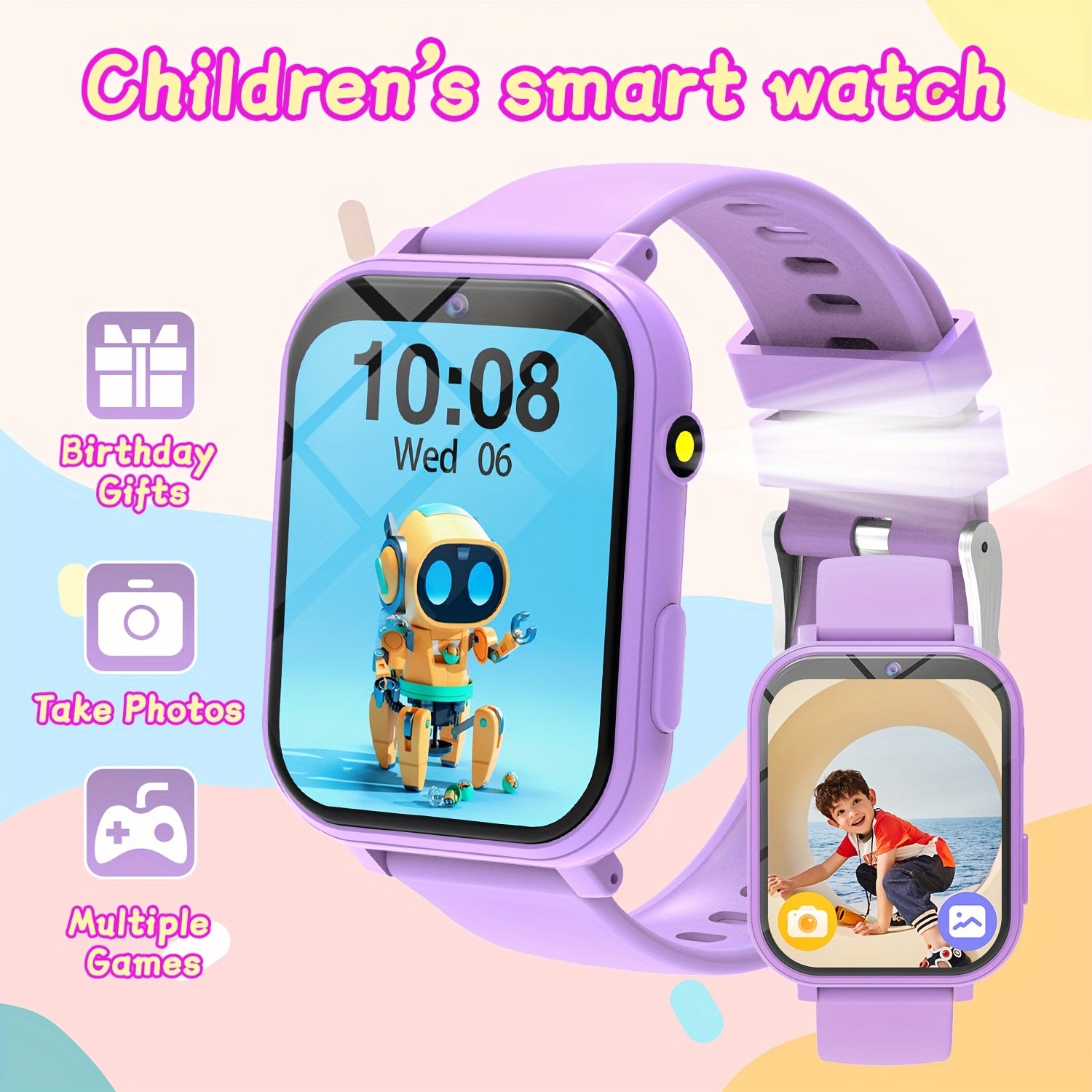 Kids Smart Watch with Flashlight Camera Step Counter & Touch Screen
