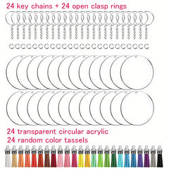 Sublimation Acrylic Keychain & Tassels Set DIY Key Ring Accessories