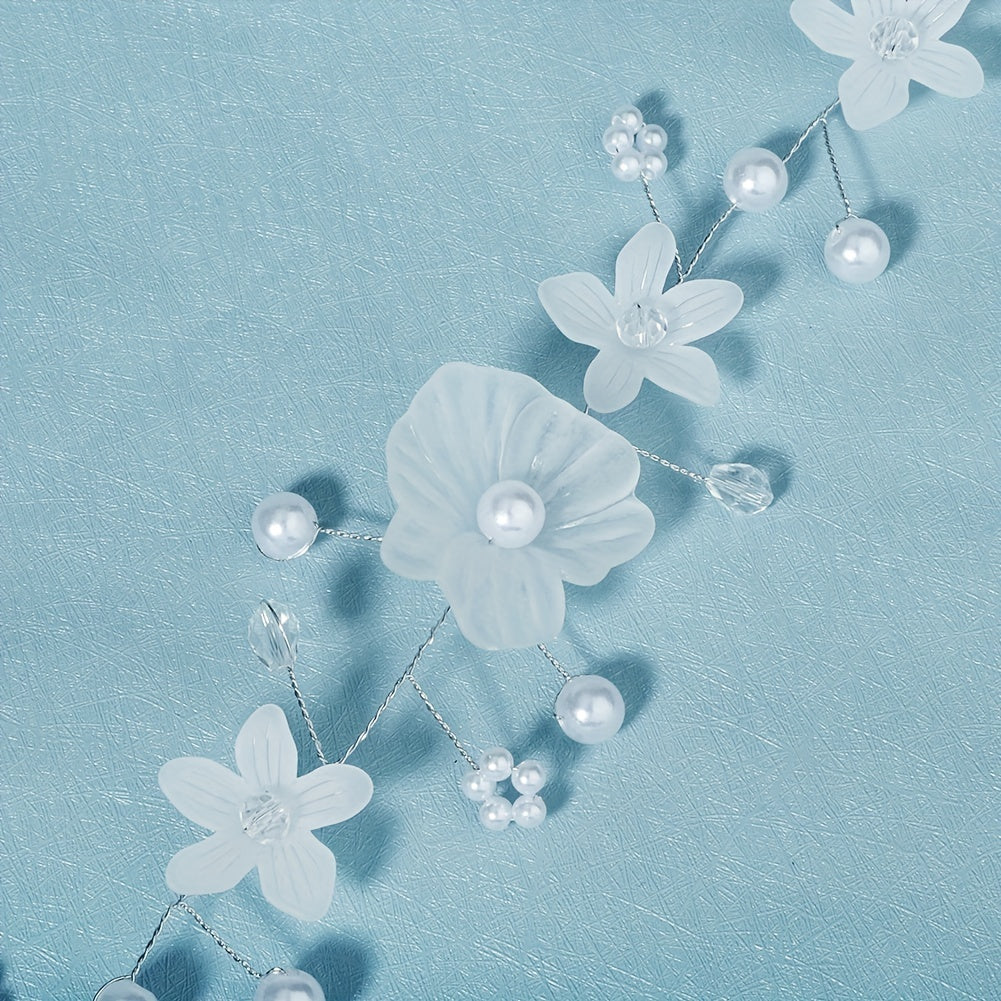 Flower & Pearl Decor Hair Band Headband Bridal Wedding Headwear