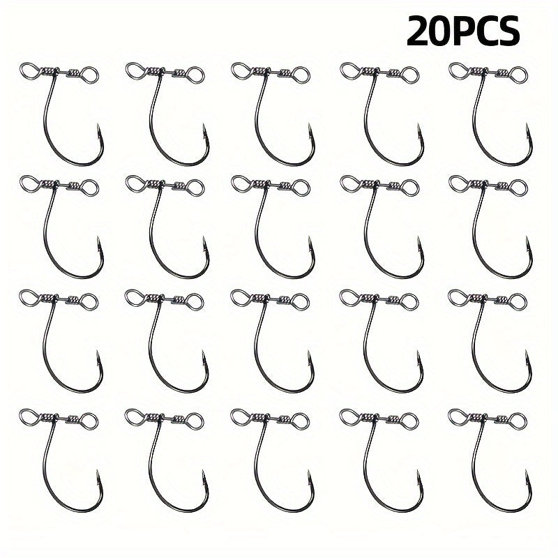 20pcs Balance Nickel Crank Hook w/ Double Eye Swivel Fishing Supplies