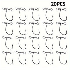20pcs Balance Nickel Crank Hook w/ Double Eye Swivel Fishing Supplies