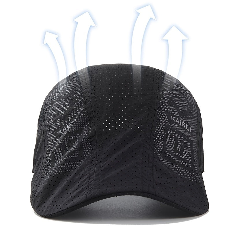 Men's Mesh Printed Forward Hat Thin Mesh Breathable Quick Drying Sunshade Beret