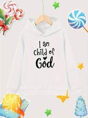 Girl Print Cotton Pullover Hooded Sweatshirt