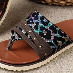 Leopard Print Flip flops Lightweight Summer Slippers Sandals