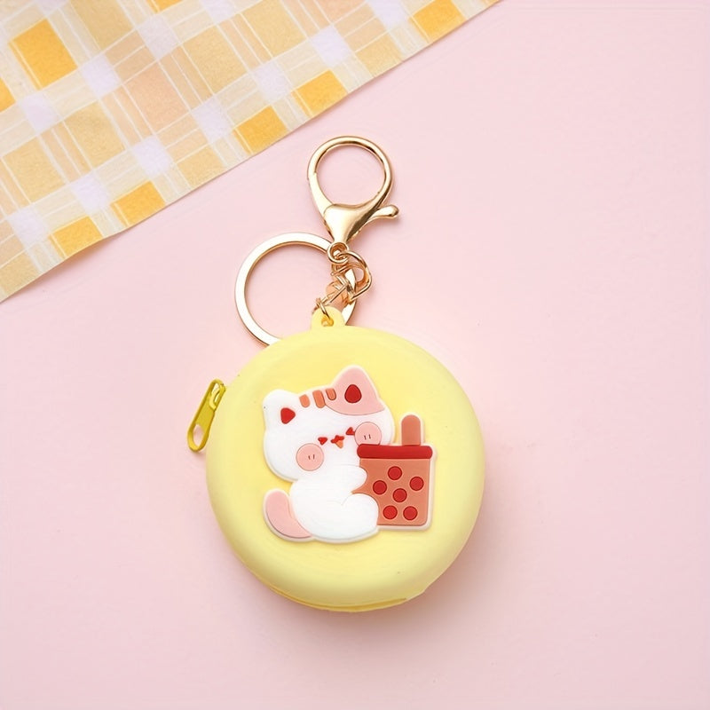 Cartoon Round Silicone Coin Purse Small Storage Bag