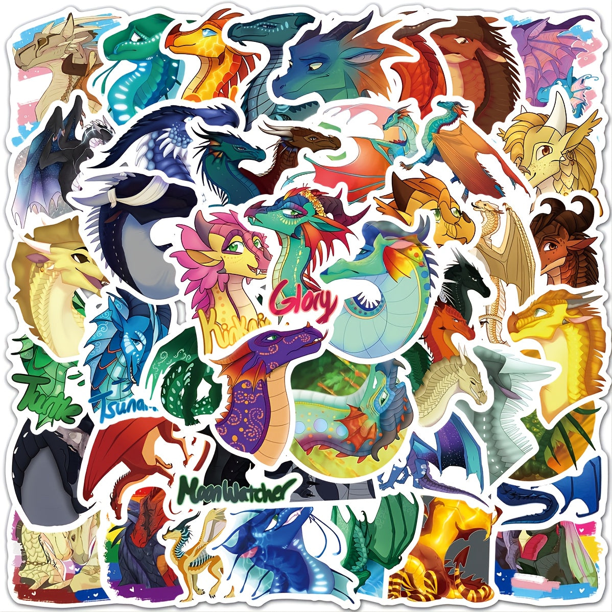 60pcs Winged Dragon Cartoon Waterproof Stickers Pack