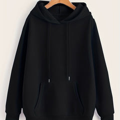 Solid Kangaroo Pocket Hoodie Casual Long Sleeve Drawstring Hoodies