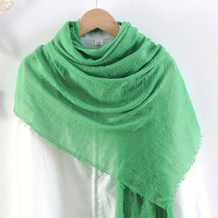 Solid Wrinkle Headband Thin Soft Breathable Scarf Casual Outdoor Shawl