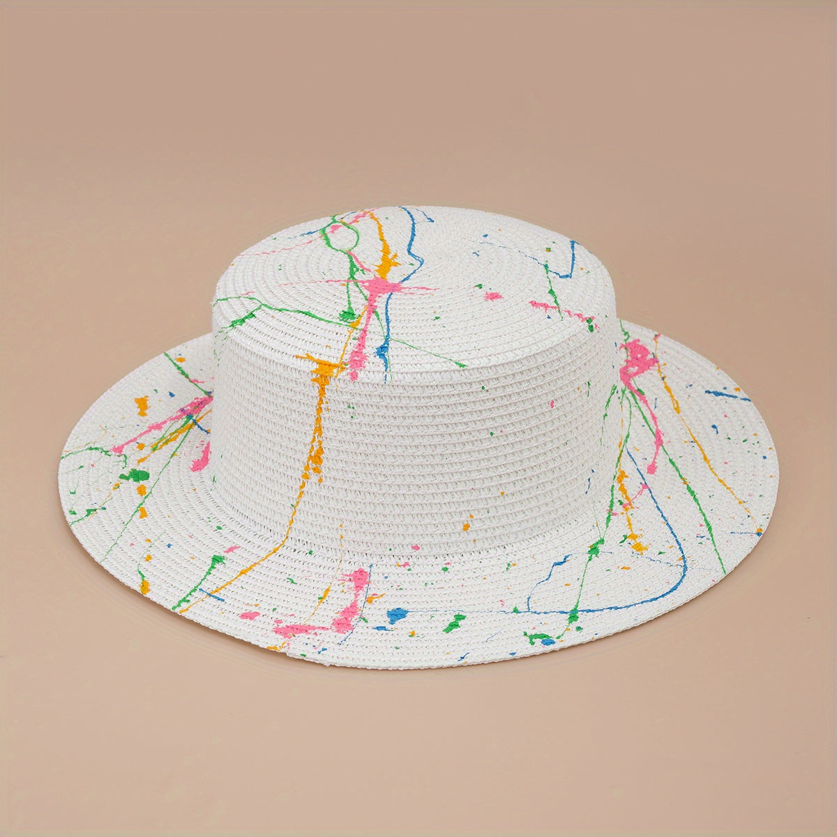 Men's and Women's Straw Hat Summer Sun Hat Seaside Vacation Beach Flat Top