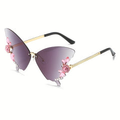 Rhinestone Gradient Butterfly Sunglasses UV400