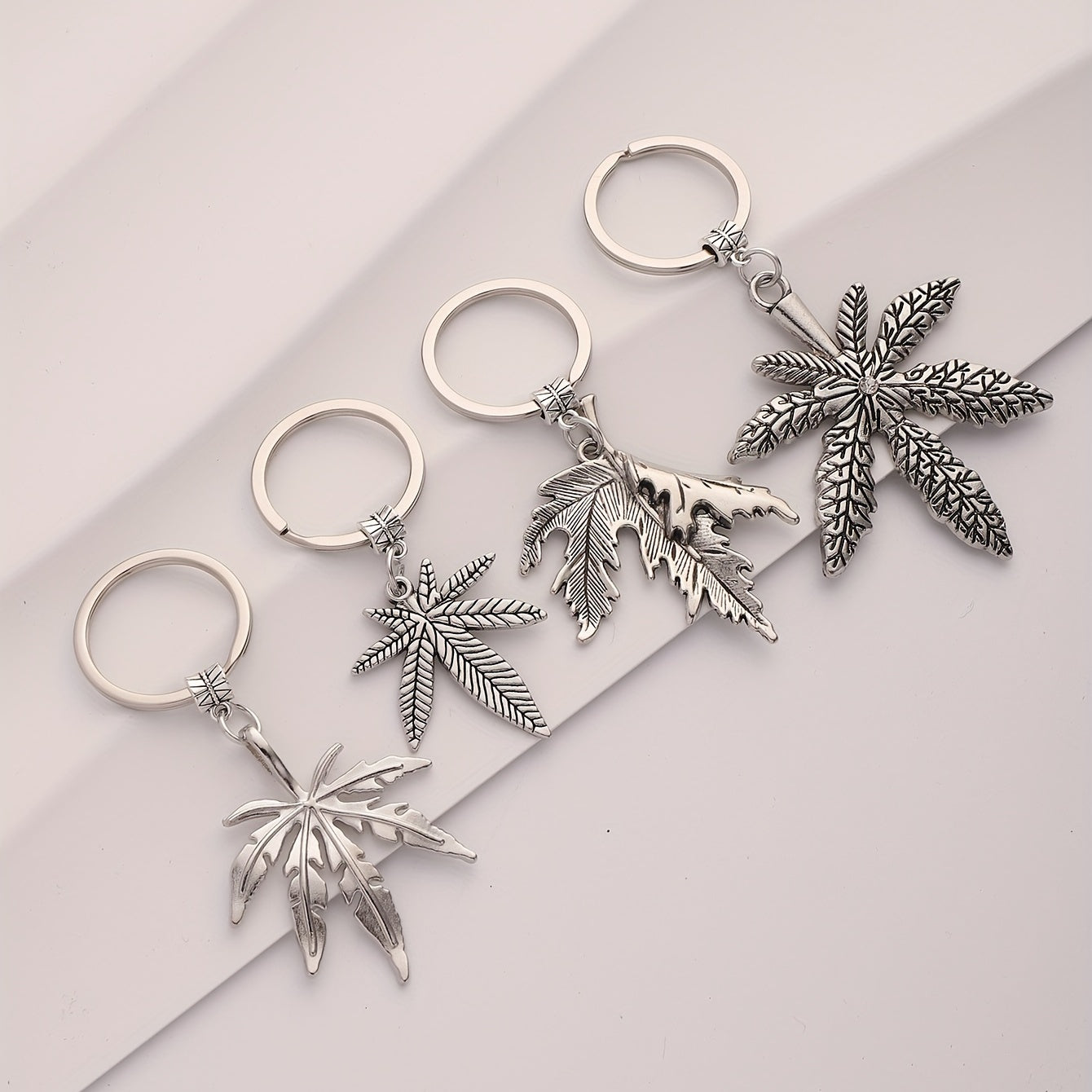 Maple Leaf Charm Keychain 4pcs Set Luggage Bag Accessories