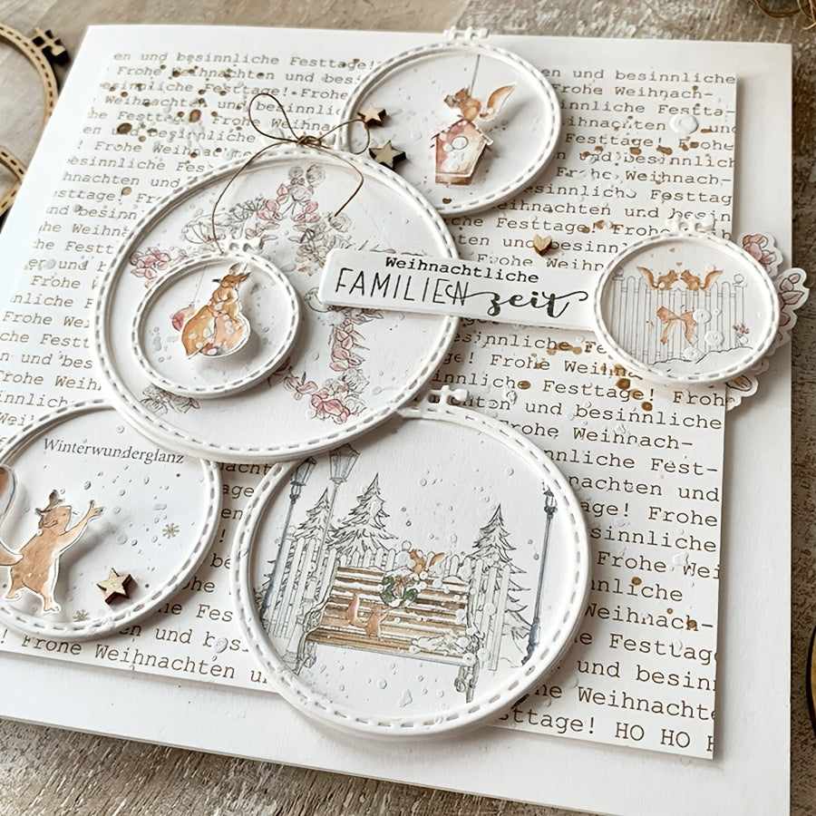Circle Stitched Embroidery Frame Metal Cutting Dies for Joy Scrapbooking Car