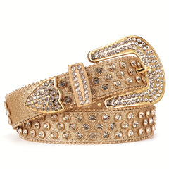 Sparkle Rhinestone PU Leather Western Cowboy Belt