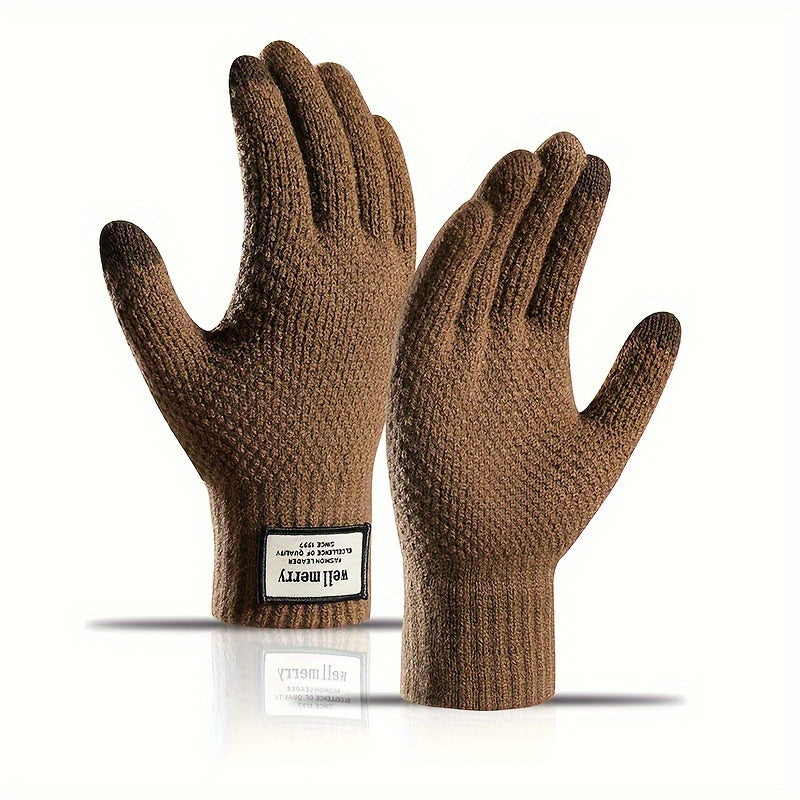 Winter Warm Knitted Gloves Thickened & Velvet Touch Screen Gloves