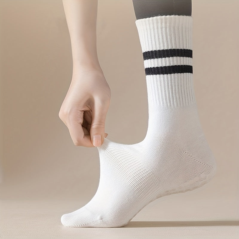 3 pairs Women's Medium Calf Non Slip Fitness Pilates Socks