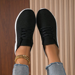 Women's Breathable Woven Sneakers Casual Lace Up Outdoor Shoes
