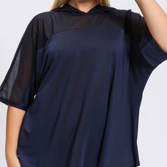 Mesh Short Sleeve Sports Top Semi Sheer Workout Top