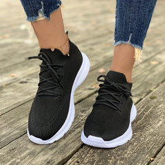 Women's Knit Sock Sneakers Lace Up Low Top Sports Shoes