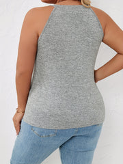 Heart Print Halter Neck Tank Top Women's Plus Medium Stretch