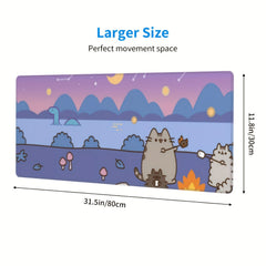 Cartoon Cat Anti-Skid Mousepad, Purple, 80 x 29, Office/Home Keyboard Pad