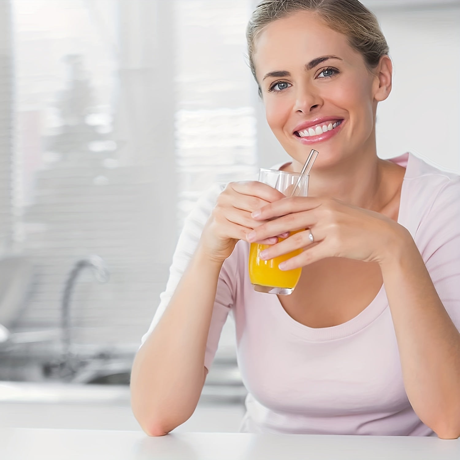 12 Pack Clear Glass Straws Shatter Resistant for Cocktails and Smoothies