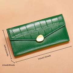 Casual Leather Wallets with Snap Closure - Crocodile Embossed