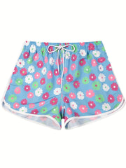 Floral Print Drawstring Beach Shorts Spring Summer Casual Wear