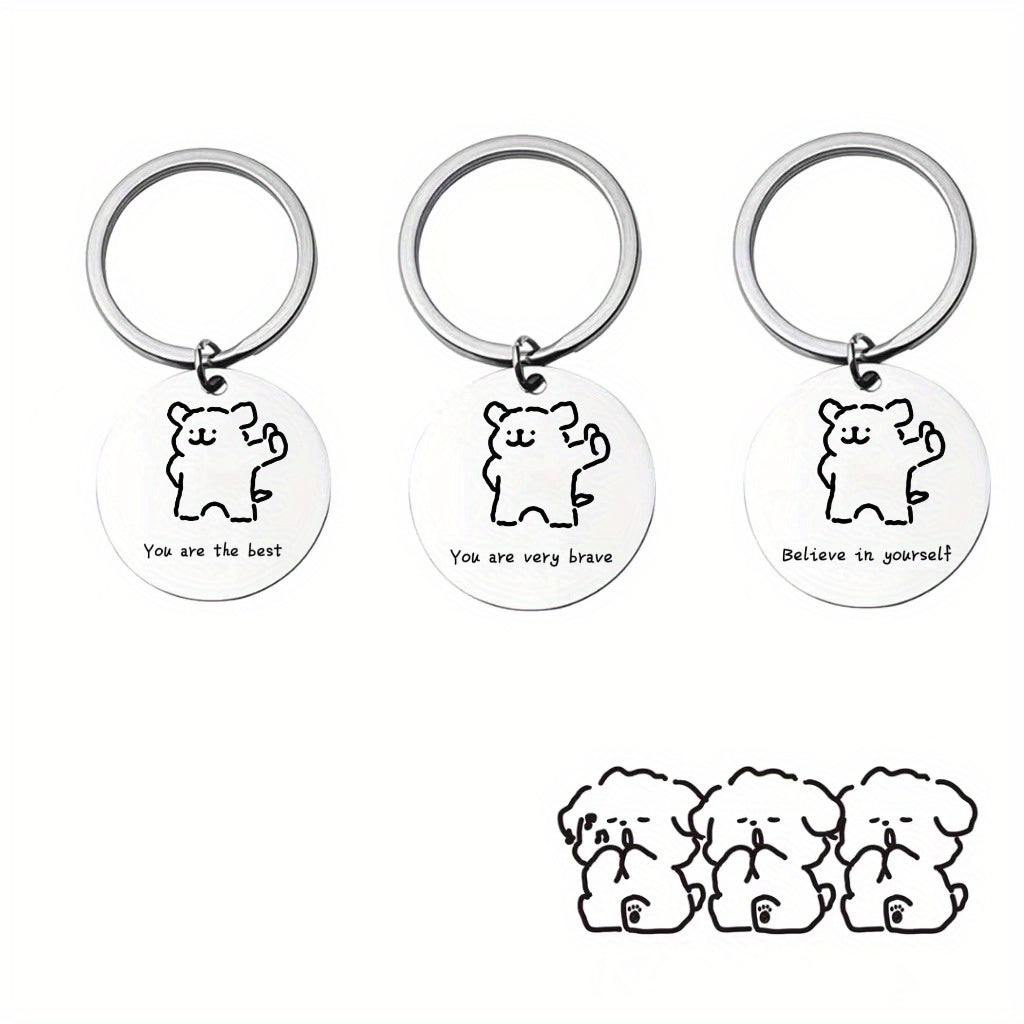 Line Puppy Stainless Steel Keychain For Boys