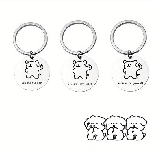 Line Puppy Stainless Steel Keychain For Boys