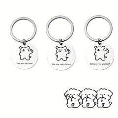 Line Puppy Stainless Steel Keychain For Boys