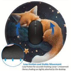 Fox Round Mouse Pad Non-slip Rubber Base Gaming Mouse Pad