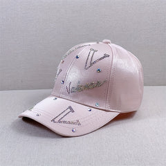 Pink Glitter Sun Rhinestone Letter Baseball Cap Lightweight Sunshade