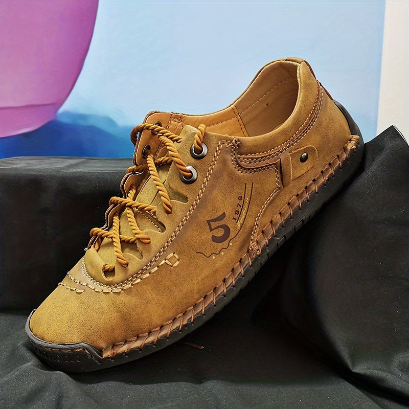 Microfiber Sneakers Men Vintage Loafers Male Casual Shoes Lace up Streetwear