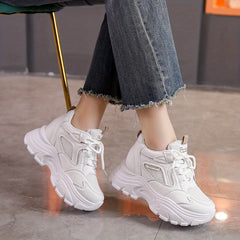 Chunky Thick Sole Sports Sneakers Non Slip Versatile Solid Shoes