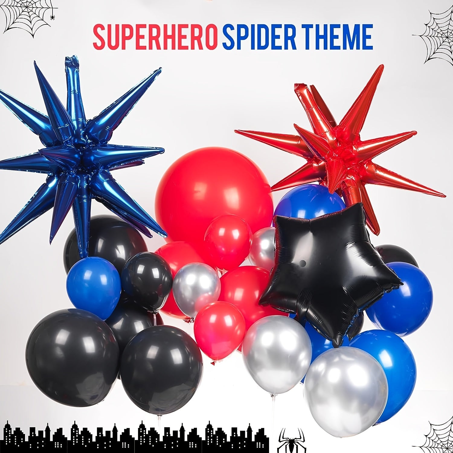 133pcs Red Balloons Garland Arch Kit Spider Theme Birthday Party