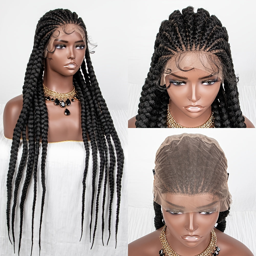 Full Lace Braided Wigs for Women Jumbo Box Braids Lace Front Wig with Baby Hair