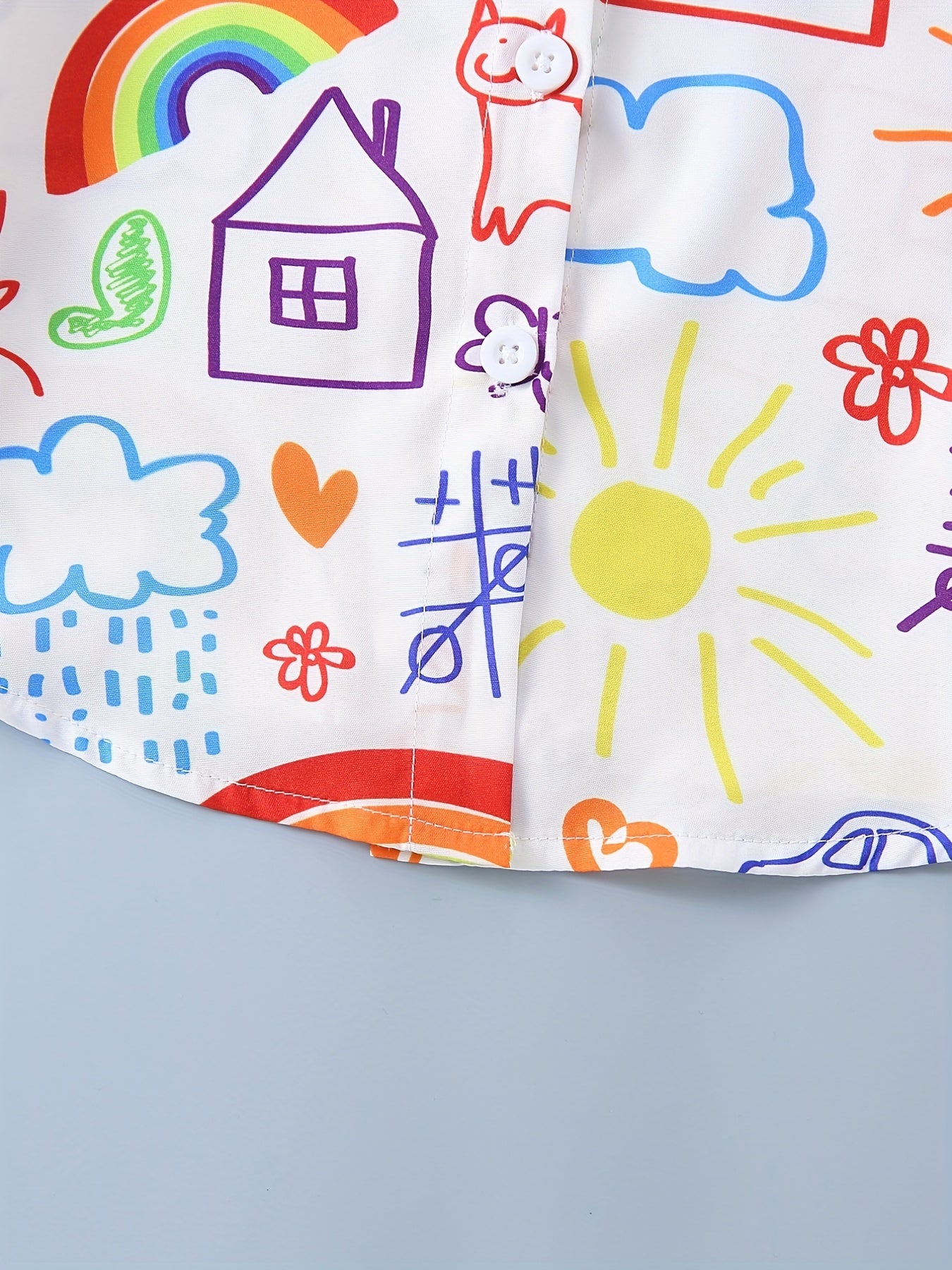 Boys Rainbow House Car Cloud Butterfly Cartoon Shirt