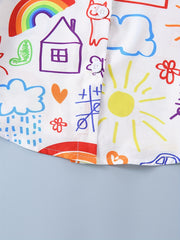 Boys Rainbow House Car Cloud Butterfly Cartoon Shirt