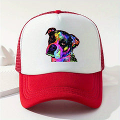 Pug Dog Trucker Hat Mesh Animal Pattern Baseball Cap Casual Sunshade Dad Hats