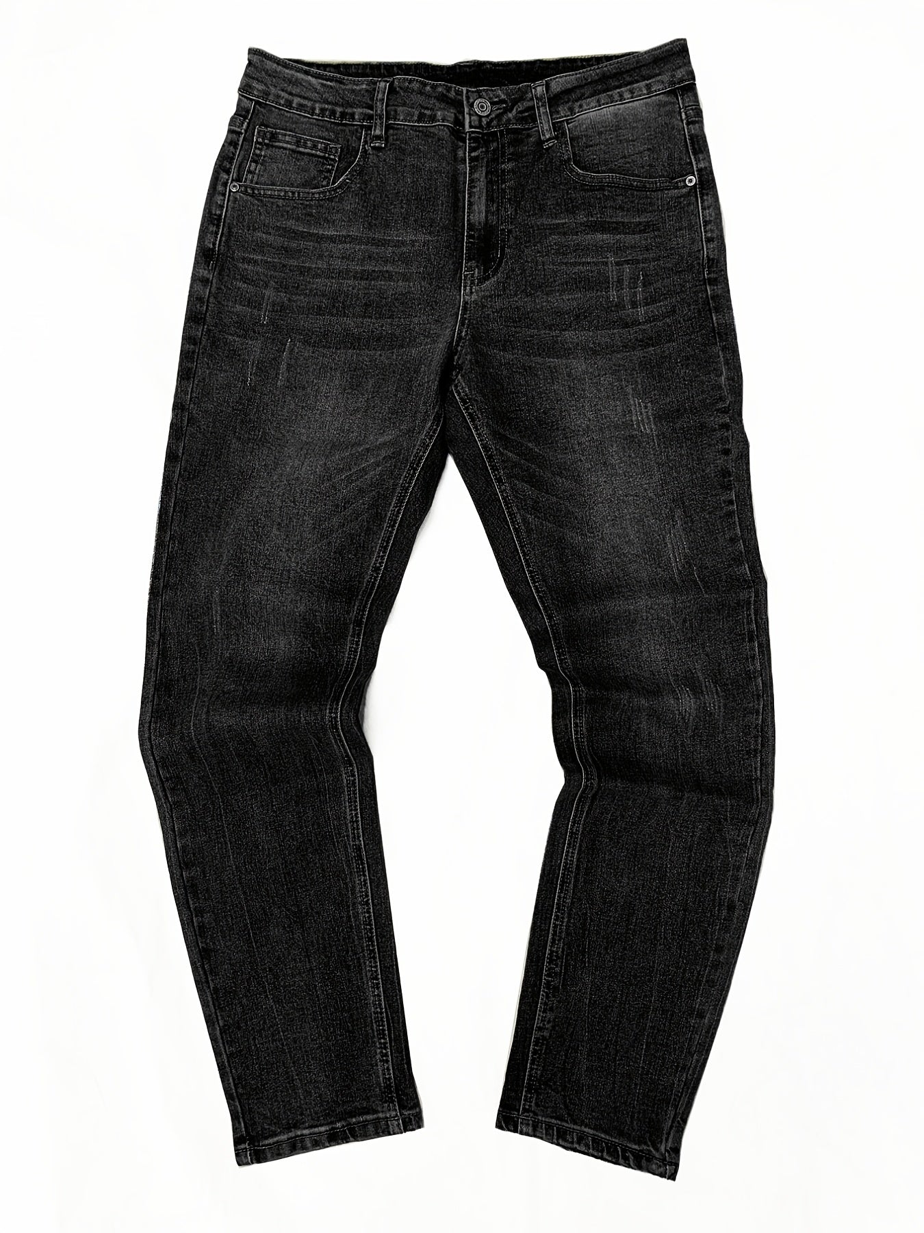 Men's Slim Straight Fit Washed Denim Pants