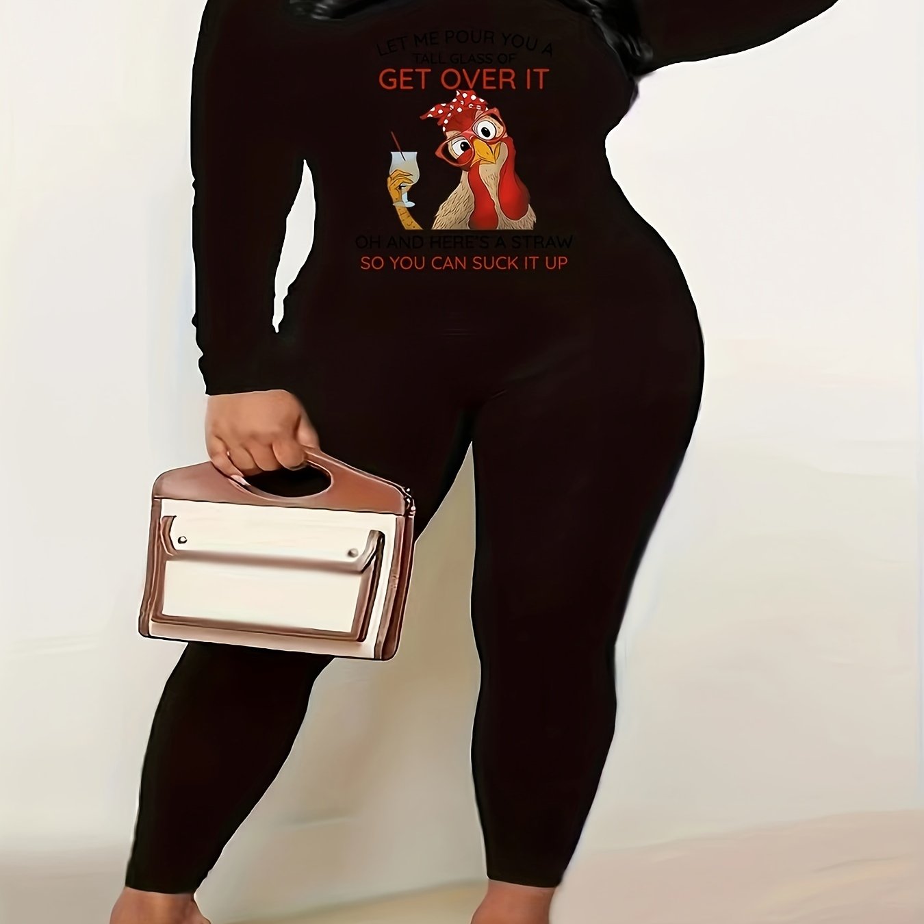 Women's Plus Animal Print Long Sleeve Top & Leggings Set