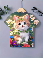 Cat Graphic Short Sleeve T shirt for Girls