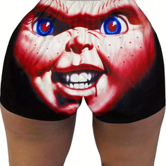 Graphic Print Skinny Shorts Yoga Casual Summer Shorts Women's Clothing