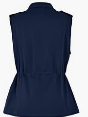 Sleeveless Zip-Up Jacket with Pockets Women's Outerwear