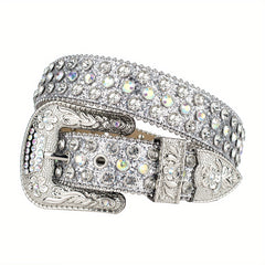 Rhinestone Belt Punk Western Cowboy Crystal Stone Belt For Jeans Dress