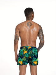 Quick Dry Men's Swim Trunks Beach Pool Leaf Pattern